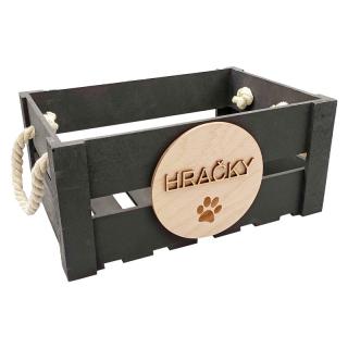 Drevený box + HRAČKY