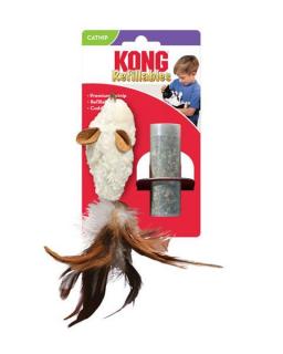 Hračka Kong Cat Refillables Feather Mouse Naplniteľná myš s catnipom a perím, polyester