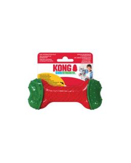 Hračka Kong Dog Holiday Holiday CoreStrength kosť, zeleno-červená, guma, S/M