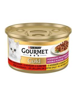 Nestlé GOURMET GOLD cat hovädziekura kúsky šťava konz.12x85 g