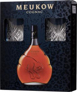 MEUKOW VSOP SUPERIOR 0.70L 40% + 2 poháre (darčekové balenie s 2 pohármi)