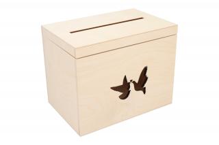 Drevený svadobný box holubice