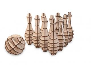 Malé drevené mechanické 3D puzzle - Bowling