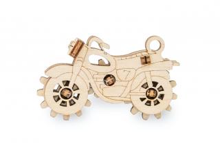 Malé drevené mechanické 3D puzzle - Motorka