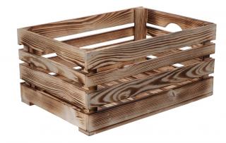 Opálená drevená debnička 46x32x22 cm