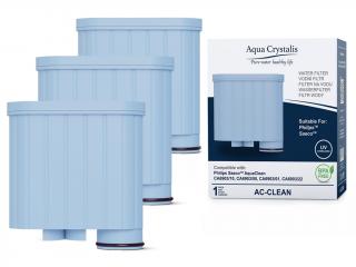 3x Aqua Crystalis AC-CLEAN vodný filter pre kávovary Philips / Saeco (Náhrada filtra AquaClean)