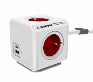 Cubenest PowerCube Extended USB A+C PD 20 W 1,5 m, Barva Červená