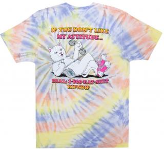 RIPNDIP - Hows My Attitude Tee Blue/Orange/Yellow Sprial Dye Veľkosť: L