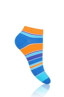 Dámske bavlnené ponožky modré a oranžové prúžky, veľ. 35-37
