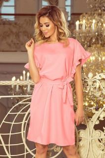 Dámske elegantné šaty ROSE s volánikmi, ružové veľ. S