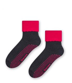 Dámske protišmykové ponožky sivo červené, veľ. 35-37