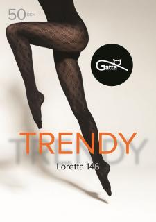 Dámske vzorované pančuchy GATTA Trendy Loretta 146 (50 DEN), 5-XL, Nero
