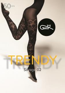 Dámske vzorované pančuchy GATTA Trendy Savage 02 (50 DEN), 5-XL, Nero