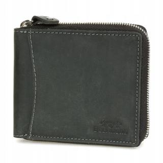 Pánska kožená horizontálna peňaženka Beltimore na zips, čierna