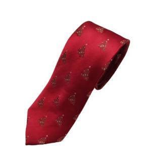 Pánska vianočná kravata, bordová so stromčekmi