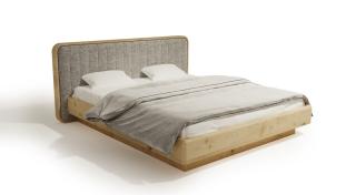 DAPONTI Drevená posteľ SENSE MAX 180x200 s čalúneným čelom - dub Farba: Inari 22, Materiál: Dub natural, Rozmer postele: 180x200