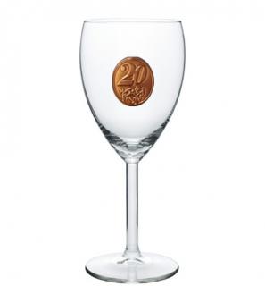 20  rokov Pohár na víno  kovová etiketa (Degustačný pohár)