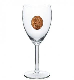 30  rokov Pohár na víno  kovová etiketa (Degustačný pohár)