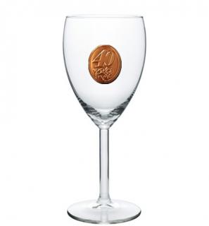 40  rokov Pohár na víno  kovová etiketa (Degustačný pohár)