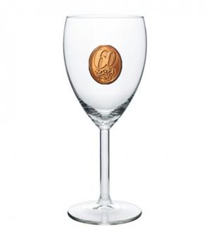 60  rokov Pohár na víno  kovová etiketa (Degustačný pohár)