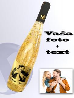 Foto víno vlastný text a obrázok 0,75L (Zlatý podklad)