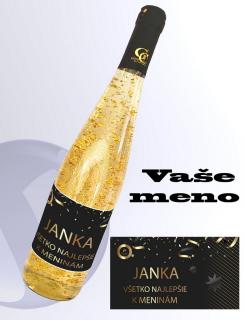 Gold Cuvee biele so zlatom - meniny (Metalická etiketa )