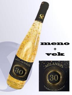 Gold Cuvee biele so zlatom - meno + vek (Metalická etiketa )