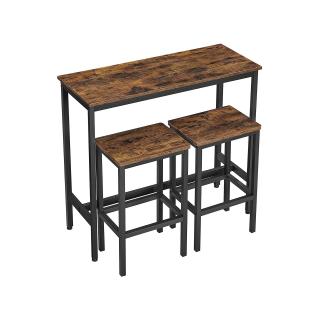 Barový set Carano, Set 3 ks, Čierna  Barový stôl s barovou stoličkou, jedálenská súprava, barový stolík (100 x 40 x 90 cm) s 2 barovými stoličkami…