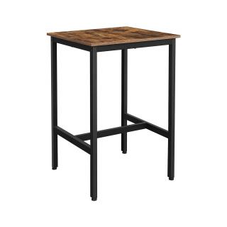 Barový stôl Anice, Rustikálna hnedá  Barový stôl, vysoký jedálenský stôl, pult s pevným oceľovým rámom, 60 x 60 x 90 cm, jednoduchá montáž, kuchyňa,…
