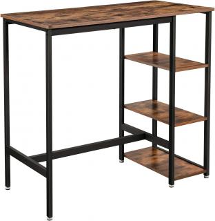 Barový stôl Carla, Rustikálna Hnedá, Čierna  Barový stôl vyšší, písací stôl s 3 policami, stabilná kovová konštrukcia, jednoduchá montáž, industriálny…