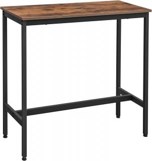 Barový stôl Clara, Rustikálna Hnedá, Čierna  Barový stôl, kuchynský stôl, obdĺžnikový barový stolík, stabilný kovový rám, jednoduchá montáž, úzky,…