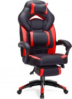Herné stoličky Luisa, Čierna Červená  Herná stolička, kancelárska stolička s opierkou nôh, stolička k písaciemu stolu, ergonomický dizajn,…
