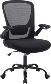 Kancelárska stolička Kerri, Čierna  Kancelárska stolička ergonomická, stolička k písaciemu stolu, sklopná lakťová opierka, otočenie o 360 °,…