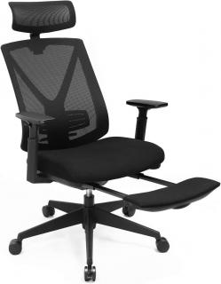 Kancelárska stolička Kesha, Čierna  Kancelárska stolička s opierkou na nohy, nastaviteľná opierka hlavy a lakťová opierka, nastavenie výšky, kolísková…
