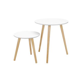 Odkladací stolík Ingrid, Set 2 ks, Biela  Odkladací stolík, biely minimalistický, okrúhly servírovací stolík v škandinávskom štýle, stolík na kávu, na…