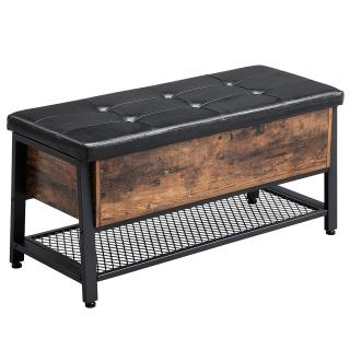 Polstrovaný botník Sai, čierna/hnedá  Polstrovaný botník s úložným priestorom, lavica s polstrovaným sedákom, 100 × 40 × 47 cm, multifunkčná truhla,…