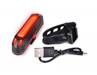 Nabíjací USB intenzívny LED červené svetlo na bicykel