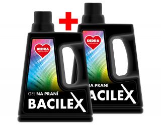 Sada 1+1 Gél na pranie s antimikrobiálnou prísadou, BACILEX 2x 1500 ml (prací gel na biele a farebné prádlo - 2x 1500ml - koncentrát - 20 praní)