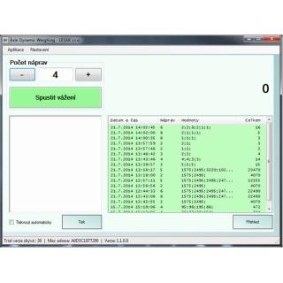 LESAK SW dynamické vážení náprav vozidel (Program který vyhodnocuje průběžné vážení náprav a vyhodnocení hmotnosti vozidla)