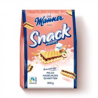 Manner Snack Minis mliečne s lieskovcami 300g