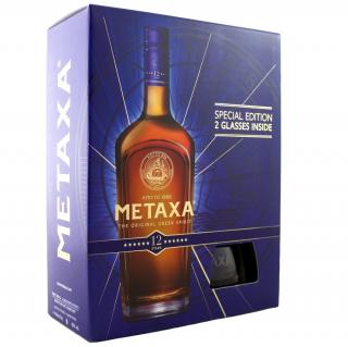 Metaxa 12* 0,7l s 2 pohármi