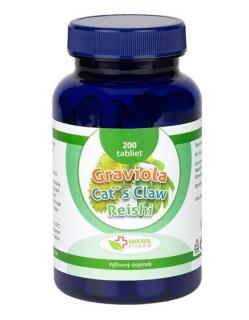 Natural Pharm Graviola + Cat´s Claw /Mačací pazúr/ + Reishi tablety 200 ks