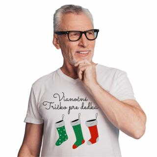 Vianočné tričko pre dedka ponožky Veľkosť: 3XL, Farba: Biela