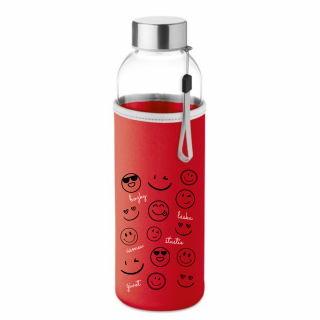 Vtipná Eko fľaša smajlík Farba: Červená