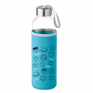 Vtipná Eko fľaša smajlík Farba: Svetlomodrá