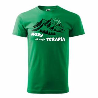 Vtipné tričko Hory terapia p. Veľkosť: 3XL, Farba: Zelená