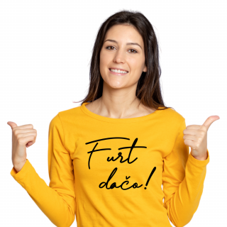 Vtipné triko dámske dlhý rukáv furt dačo Veľkosť: L, Farba: Žltá