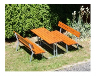 Zahradní set DOR-SPORT - 2 lavice s opěradlem a stůl (Zahradní set DOR-SPORT - 2 lavice s opěradlem a stůl)