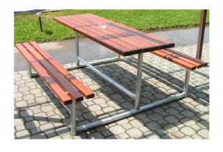 Záhradný set DOR-SPORT - 2 lavice bez opierky a stôl (Jedná sa o záhradný set v komplete určený pre vonkajšie miesta-posedenie, záhradky u reštaurácií apod.)