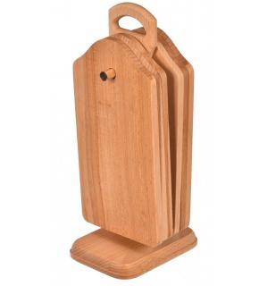 Sada drevených dosiek na stojane